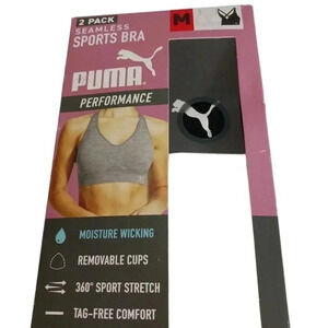 -Puma 2 pack seamless sport bra blk/wht size M